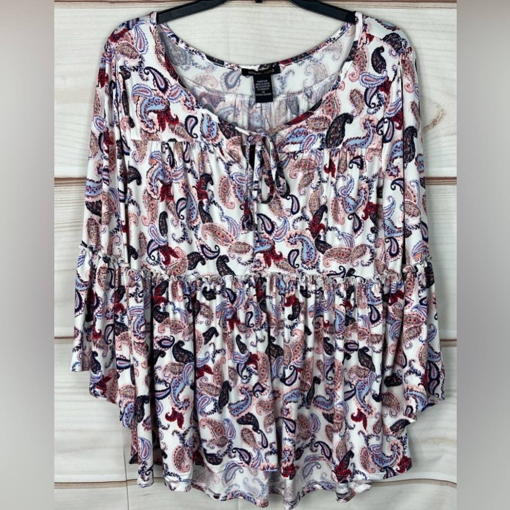 Robert Louis Women’s Paisley Print Tiered Blouse